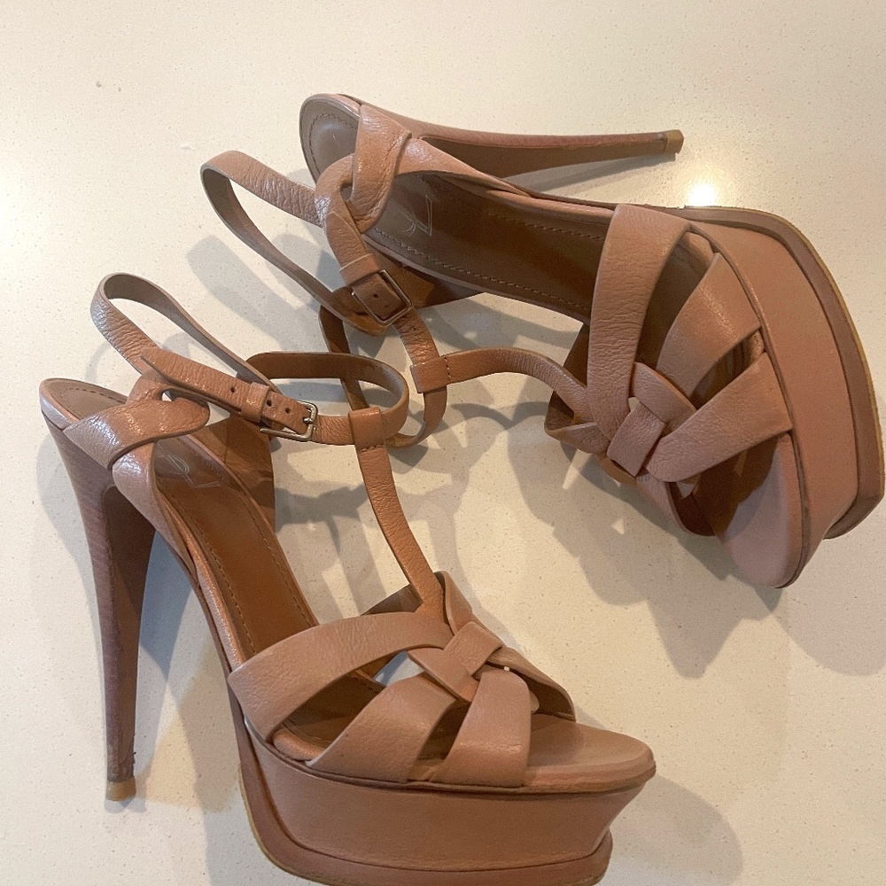 YSL Tribute Platform Sandal Heel Size 40